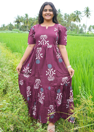 MAROON WILDBERRY| MATERNITY COTTON MAXI ANKLE LENGTH