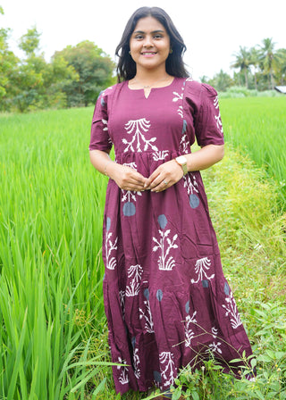 MAROON WILDBERRY| MATERNITY COTTON MAXI ANKLE LENGTH