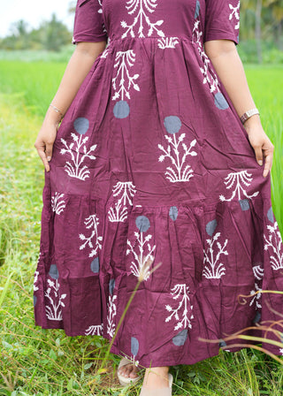 MAROON WILDBERRY| MATERNITY COTTON MAXI ANKLE LENGTH