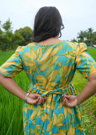 AQUA FLORA CASCADE | MATERNITY COTTON MAXI ANKLE LENGTH