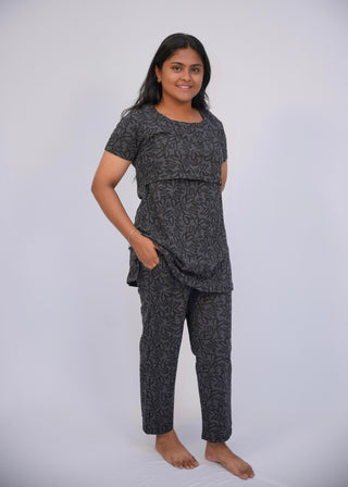 BLACK HEARTS | ZIPLESS FEEDING PANT SET