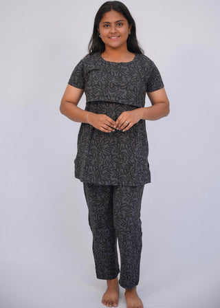 BLACK HEARTS | ZIPLESS FEEDING PANT SET
