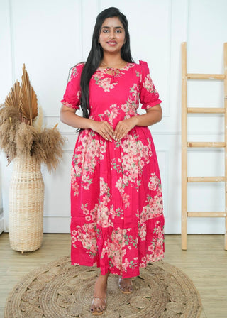 RASPBERRY GARDEN | MATERNITY COTTON MAXI ANKLE LENGTH