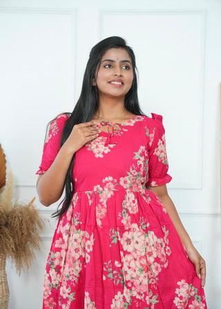 RASPBERRY GARDEN | MATERNITY COTTON MAXI ANKLE LENGTH