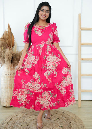 RASPBERRY GARDEN | MATERNITY COTTON MAXI ANKLE LENGTH
