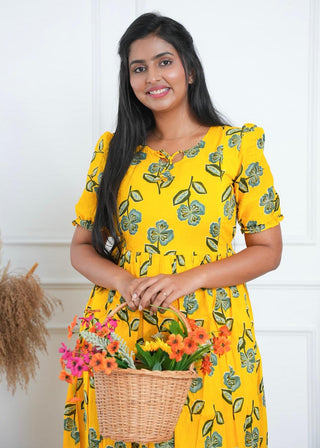 RETRO FLORAL | MATERNITY COTTON MAXI ANKLE LENGTH