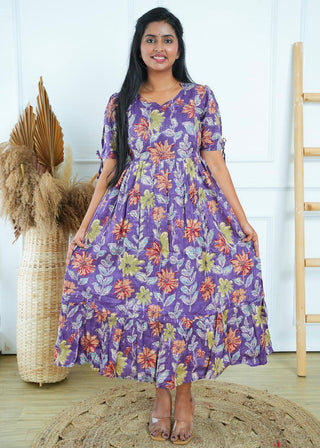 LEAFY PETAL | MATERNITY COTTON MAXI ANKLE LENGTH