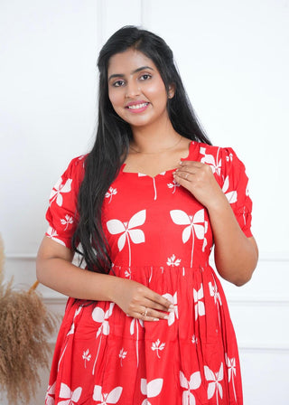 CRIMSON SWIRL | MATERNITY COTTON MAXI ANKLE LENGTH