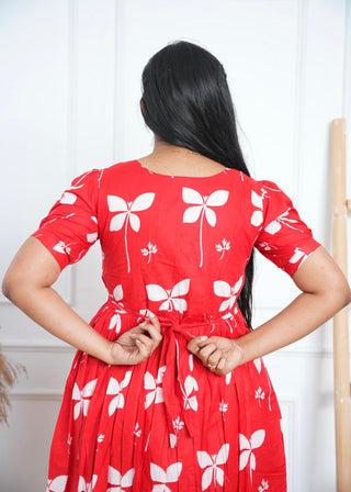 CRIMSON SWIRL | MATERNITY COTTON MAXI ANKLE LENGTH