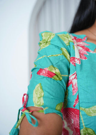 TEAL LOTUS | MATERNITY COTTON MAXI ANKLE LENGTH