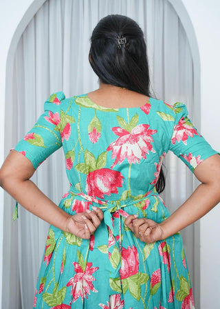 TEAL LOTUS | MATERNITY COTTON MAXI ANKLE LENGTH