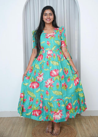 TEAL LOTUS | MATERNITY COTTON MAXI ANKLE LENGTH