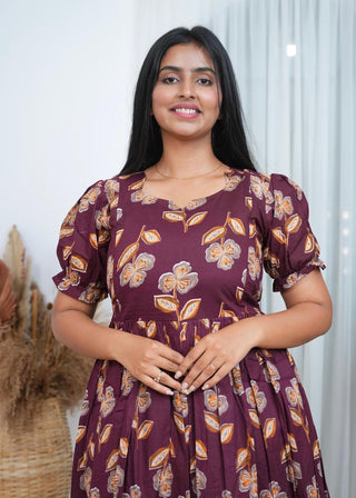 WINE BLOOM | MATERNITY COTTON MAXI ANKLE LENGTH