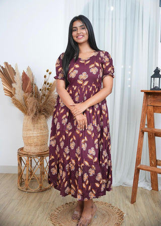 WINE BLOOM | MATERNITY COTTON MAXI ANKLE LENGTH