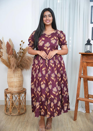 WINE BLOOM | MATERNITY COTTON MAXI ANKLE LENGTH
