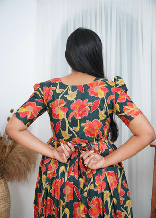 ORANGE FLOWERS | MATERNITY COTTON MAXI ANKLE LENGTH