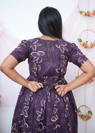 VIOLET LEAFY | MATERNITY COTTON MAXI ANKLE LENGTH