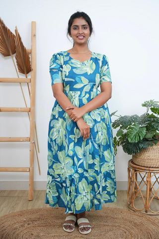 TEAL FLORAL | MATERNITY COTTON MAXI ANKLE LENGTH