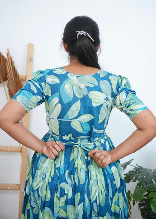 TEAL FLORAL | MATERNITY COTTON MAXI ANKLE LENGTH