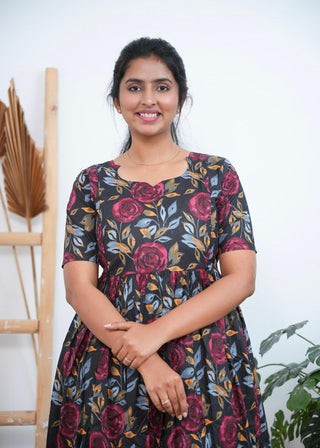 BLACK ROSE | MATERNITY COTTON MAXI ANKLE LENGTH