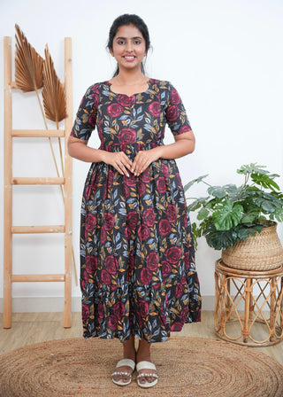 BLACK ROSE | MATERNITY COTTON MAXI ANKLE LENGTH