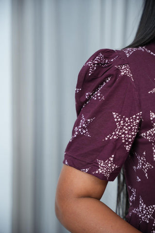 MAROON STAR | NON-FEEDING MAXI – PUFF SLEEVES | FULL LENGTH MAXI