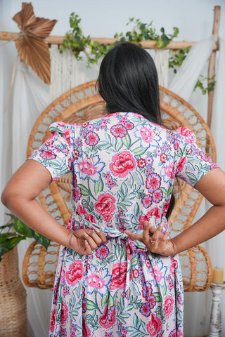 ROSE JAMUNA | NON-FEEDING MAXI – PUFF SLEEVES | FULL LENGTH MAXI