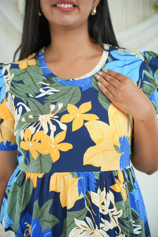 TROPICAL GARDEN | NON-FEEDING MAXI – PUFF SLEEVES | FULL LENGTH MAXI