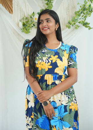 TROPICAL GARDEN | NON-FEEDING MAXI – PUFF SLEEVES | FULL LENGTH MAXI