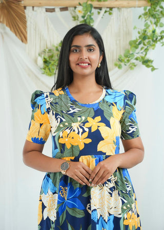 TROPICAL GARDEN | NON-FEEDING MAXI – PUFF SLEEVES | FULL LENGTH MAXI