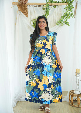TROPICAL GARDEN | NON-FEEDING MAXI – PUFF SLEEVES | FULL LENGTH MAXI