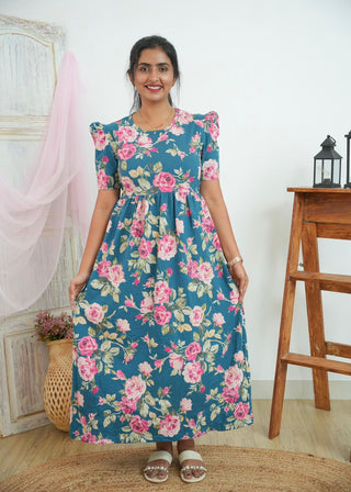 ROSE | NON-FEEDING MAXI – PUFF SLEEVES | FULL LENGTH MAXI