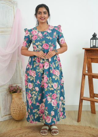 ROSE | NON-FEEDING MAXI – PUFF SLEEVES | FULL LENGTH MAXI