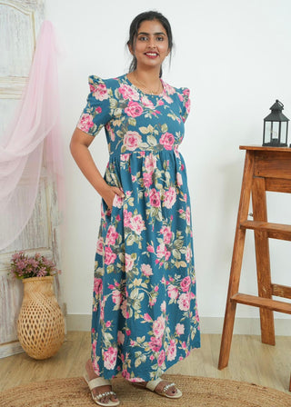 ROSE | NON-FEEDING MAXI – PUFF SLEEVES | FULL LENGTH MAXI