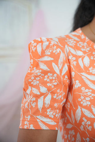 ORANGE LEAFY | NON-FEEDING MAXI – PUFF SLEEVES | FULL LENGTH MAXI