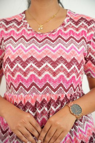 MULTI CHEVRON | NON-FEEDING MAXI – PUFF SLEEVES | FULL LENGTH MAXI