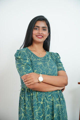 GREEN LEAF | NON-FEEDING MAXI – PUFF SLEEVES | FULL LENGTH MAXI