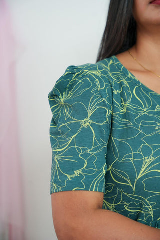 GREEN LEAF | NON-FEEDING MAXI – PUFF SLEEVES | FULL LENGTH MAXI