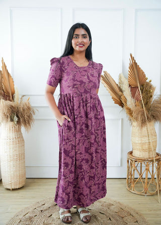 MULBERRY GARDEN | NON-FEEDING MAXI – PUFF SLEEVES | FULL LENGTH MAXI