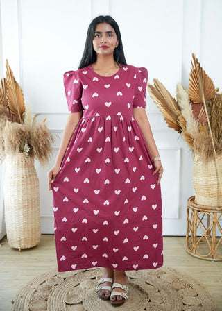 HEART | NON-FEEDING MAXI – PUFF SLEEVES | FULL LENGTH MAXI