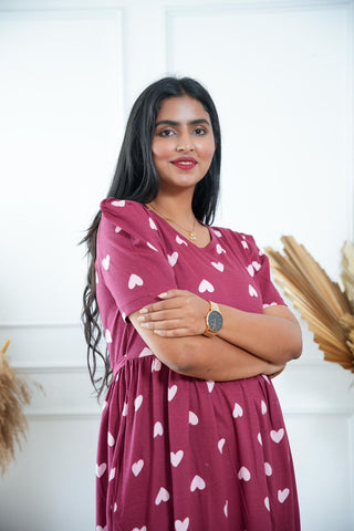 HEART | NON-FEEDING MAXI – PUFF SLEEVES | FULL LENGTH MAXI