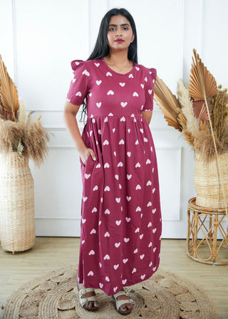 HEART | NON-FEEDING MAXI – PUFF SLEEVES | FULL LENGTH MAXI
