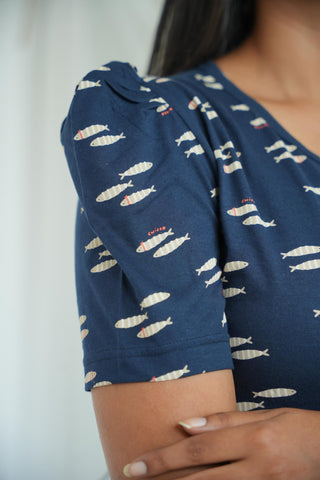 NAVY FISH | NON-FEEDING MAXI – PUFF SLEEVES | FULL LENGTH MAXI