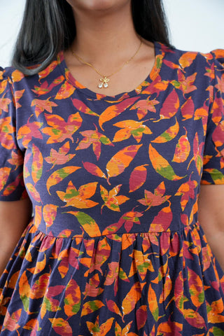 BLUE ORANGE FLORAL | NON-FEEDING MAXI – PUFF SLEEVES | FULL LENGTH MAXI