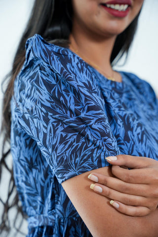 BLUE GARDENIA | NON-FEEDING MAXI – PUFF SLEEVES | FULL LENGTH MAXI