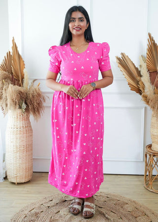 CRAB HEART | NON-FEEDING MAXI – PUFF SLEEVES | FULL LENGTH MAXI