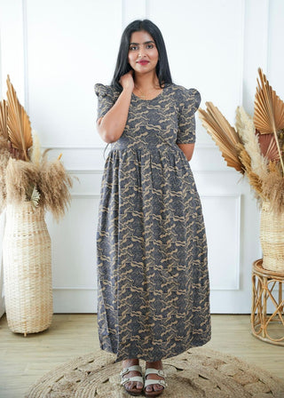 SANDAL WAVY | NON-FEEDING MAXI – PUFF SLEEVES | FULL LENGTH MAXI