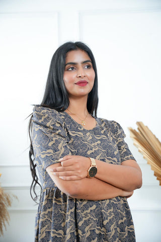 SANDAL WAVY | NON-FEEDING MAXI – PUFF SLEEVES | FULL LENGTH MAXI