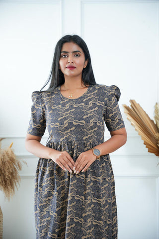 SANDAL WAVY | NON-FEEDING MAXI – PUFF SLEEVES | FULL LENGTH MAXI