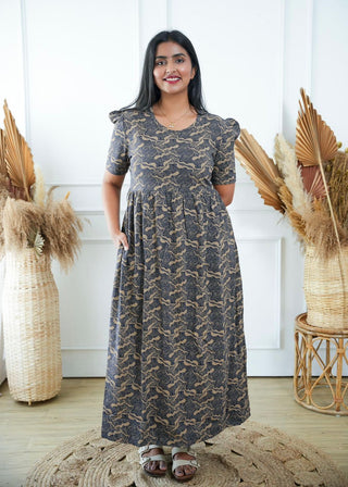 SANDAL WAVY | NON-FEEDING MAXI – PUFF SLEEVES | FULL LENGTH MAXI